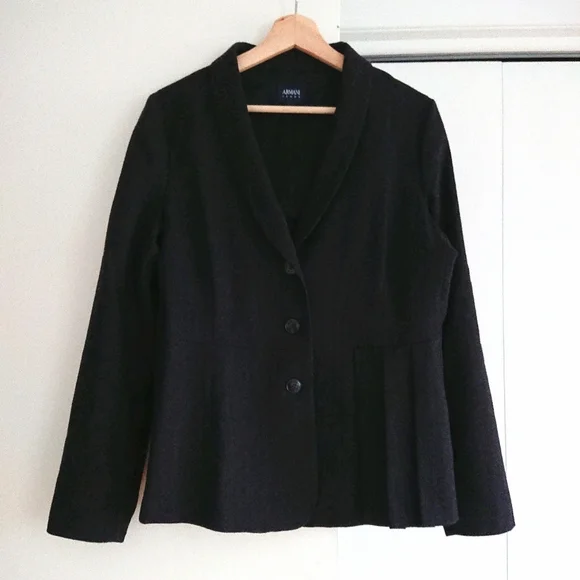 Armani Jeans black half-pleated blazer - Picture 2 of 4